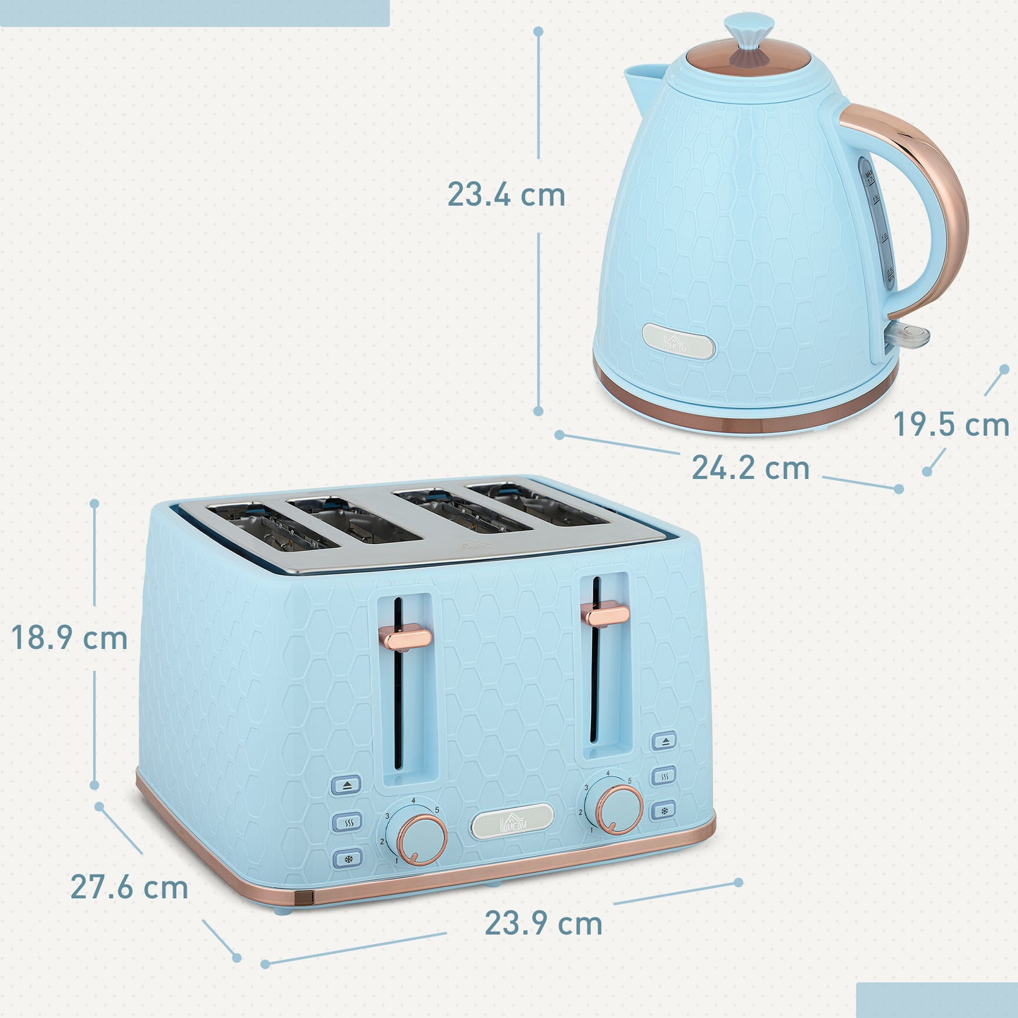 1.7L Kettle and Toaster Set with Defrost Reheat and Crumb Tray