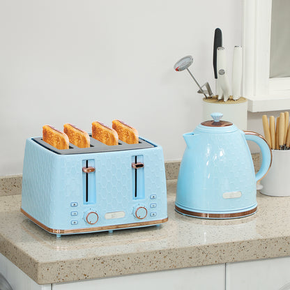 1.7L Kettle and Toaster Set with Defrost Reheat and Crumb Tray