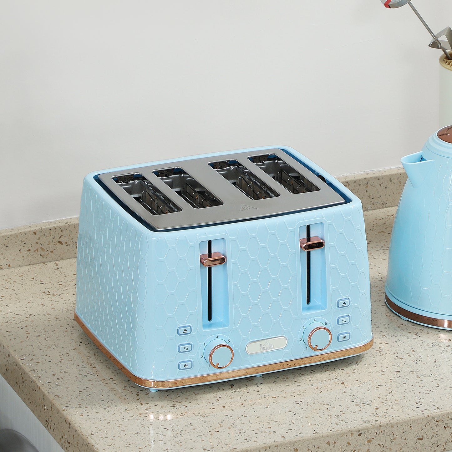 1.7L Kettle and Toaster Set with Defrost Reheat and Crumb Tray