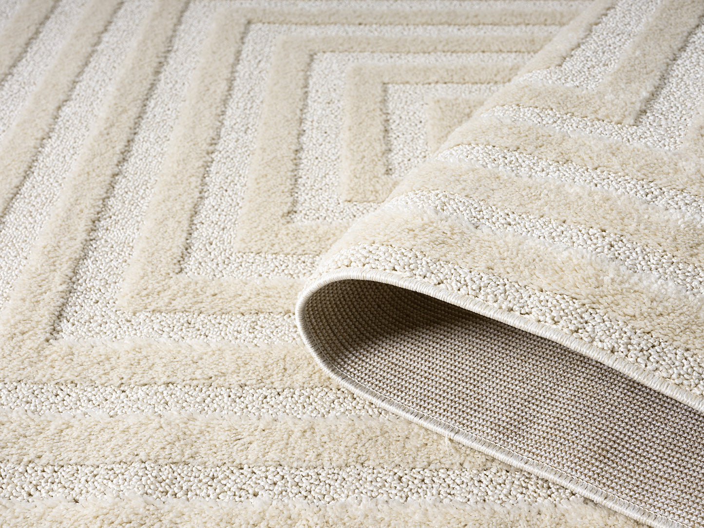 Isabella Living Room Area Rugs - Embossed Geometric Rectangle Design