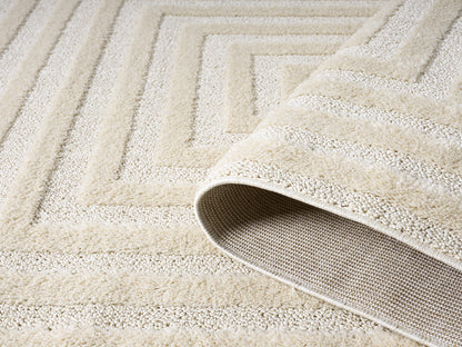 Isabella Living Room Area Rugs - Embossed Geometric Rectangle Design