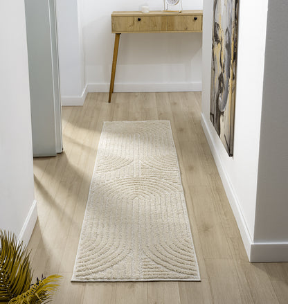 Isabella Living Room Area Rugs - Embossed Mazia Arch Lines Design