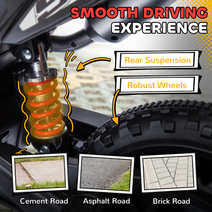 12V Kids Motorbike, Aprilia Licenced Kids Electric Motorbike with Training Wheels, Spring Suspension, LED Light, Music, USB, Kids Electric Bike for Boys Girls, Red