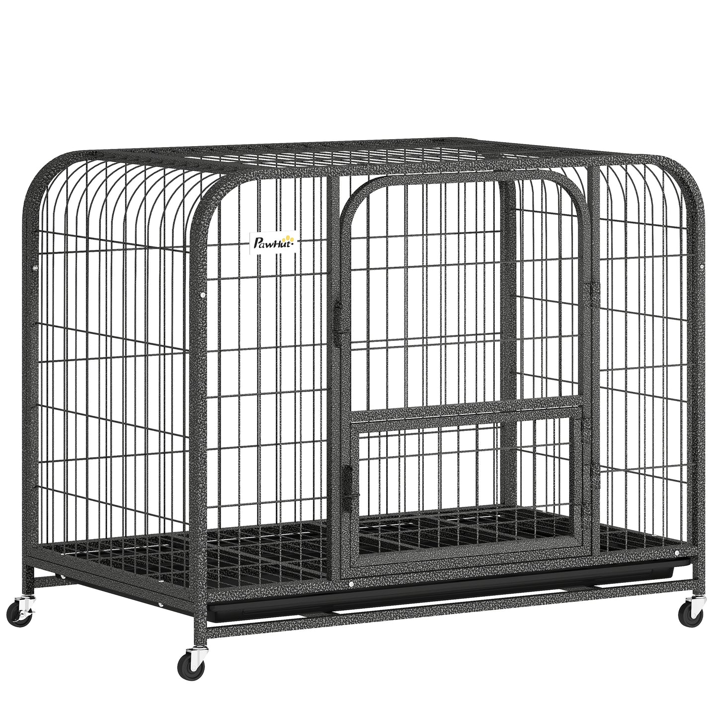 Heavy Duty Dog Crate, Large Dog Cage with Wheels and Tray