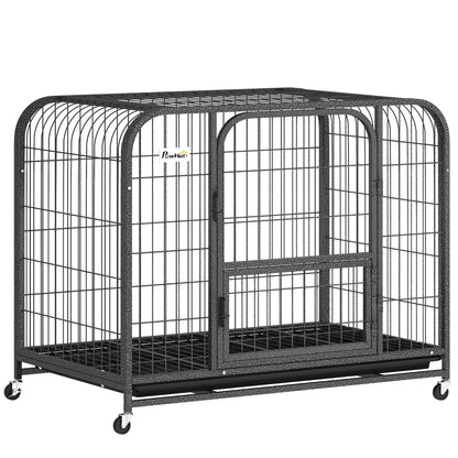 Heavy Duty Dog Crate, Large Dog Cage with Wheels and Tray