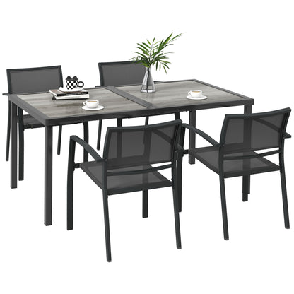5 Pieces Patio Dining Set with 4 Stackable Chairs