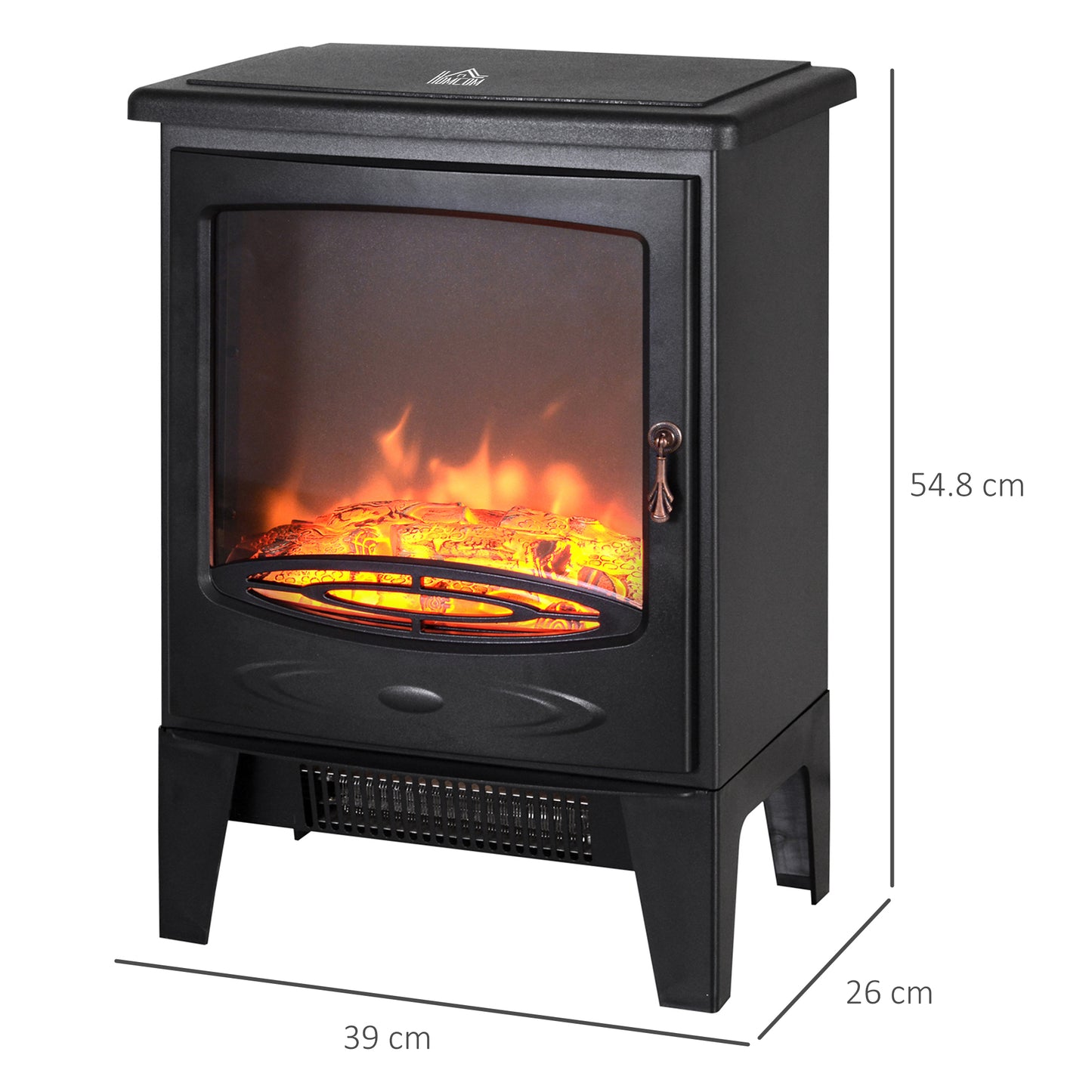 Electric Fireplace Freestanding w/Realistic Flame Effect, Black