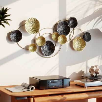 Hanging Wall Sculpture with Modern Lotus-Leaf Design, Metal Wall Art