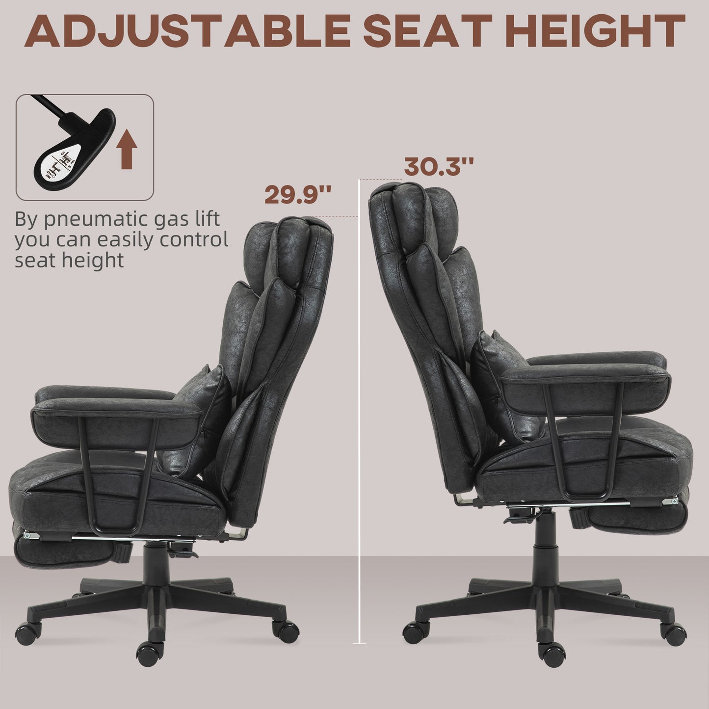 Office Chair, Ergonomic Desk Chair with Foot Rest, Black