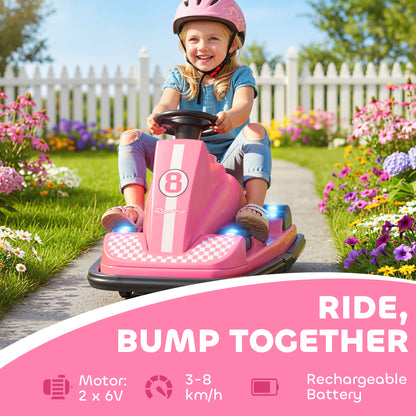 Electric Kids Bumper Car with 360 Degree Rotation Spin, Pink