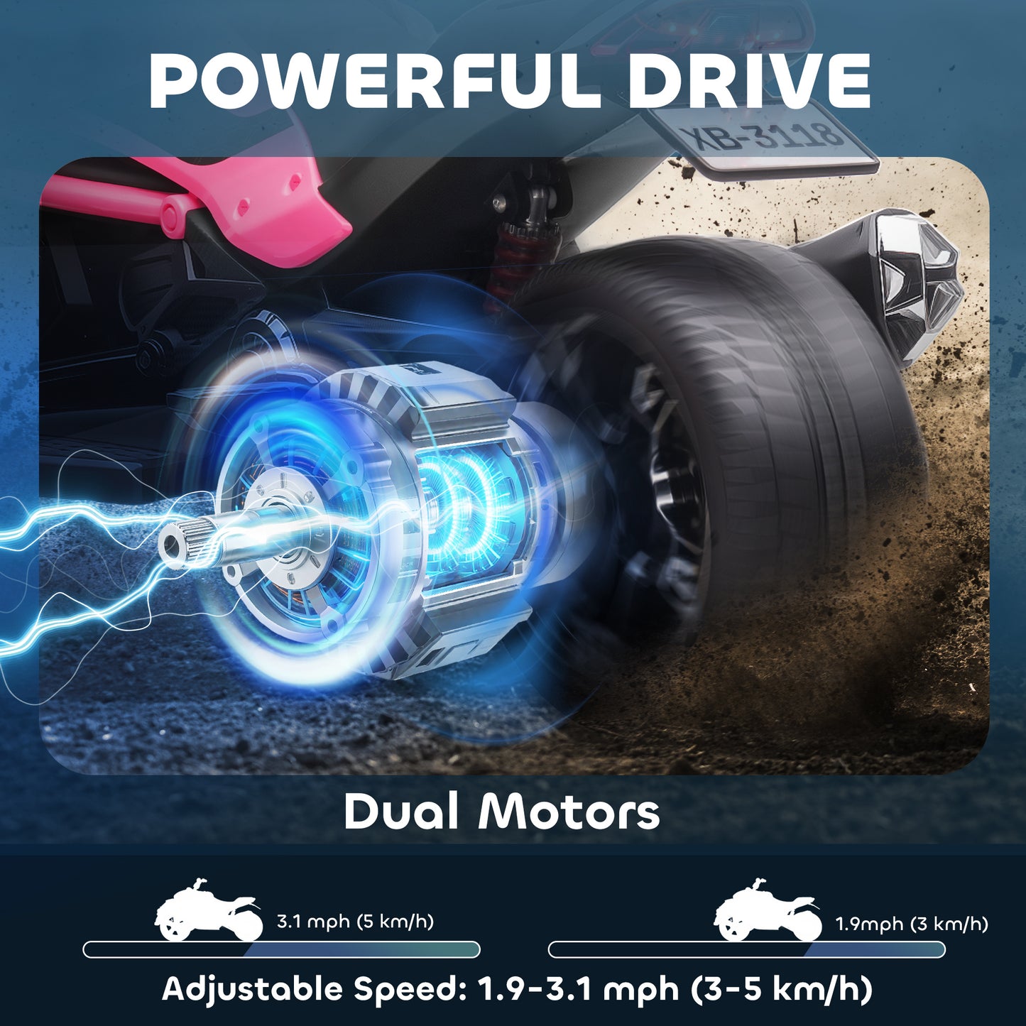 12V Kids Electric Ride On Car, Battery Powered Ride On ATV, Pink