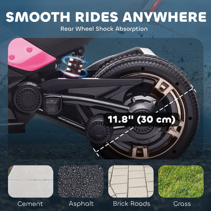 12V Kids Electric Ride On Car, Battery Powered Ride On ATV, Pink