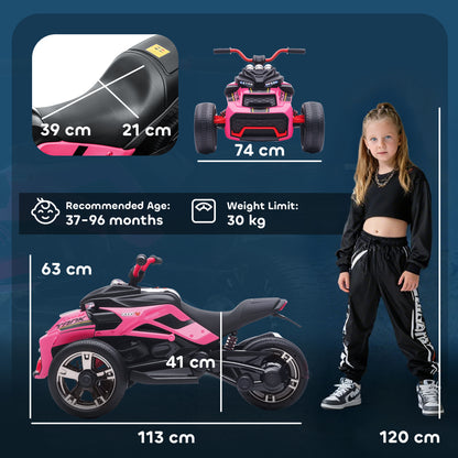 12V Kids Electric Ride On Car, Battery Powered Ride On ATV, Pink