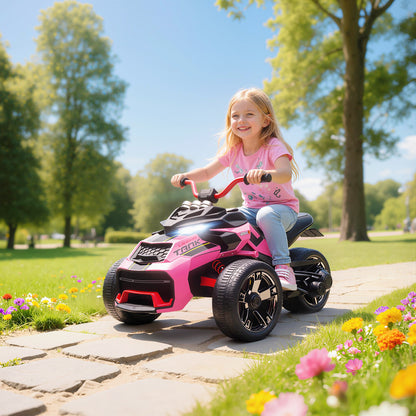 12V Kids Electric Ride On Car, Battery Powered Ride On ATV, Pink