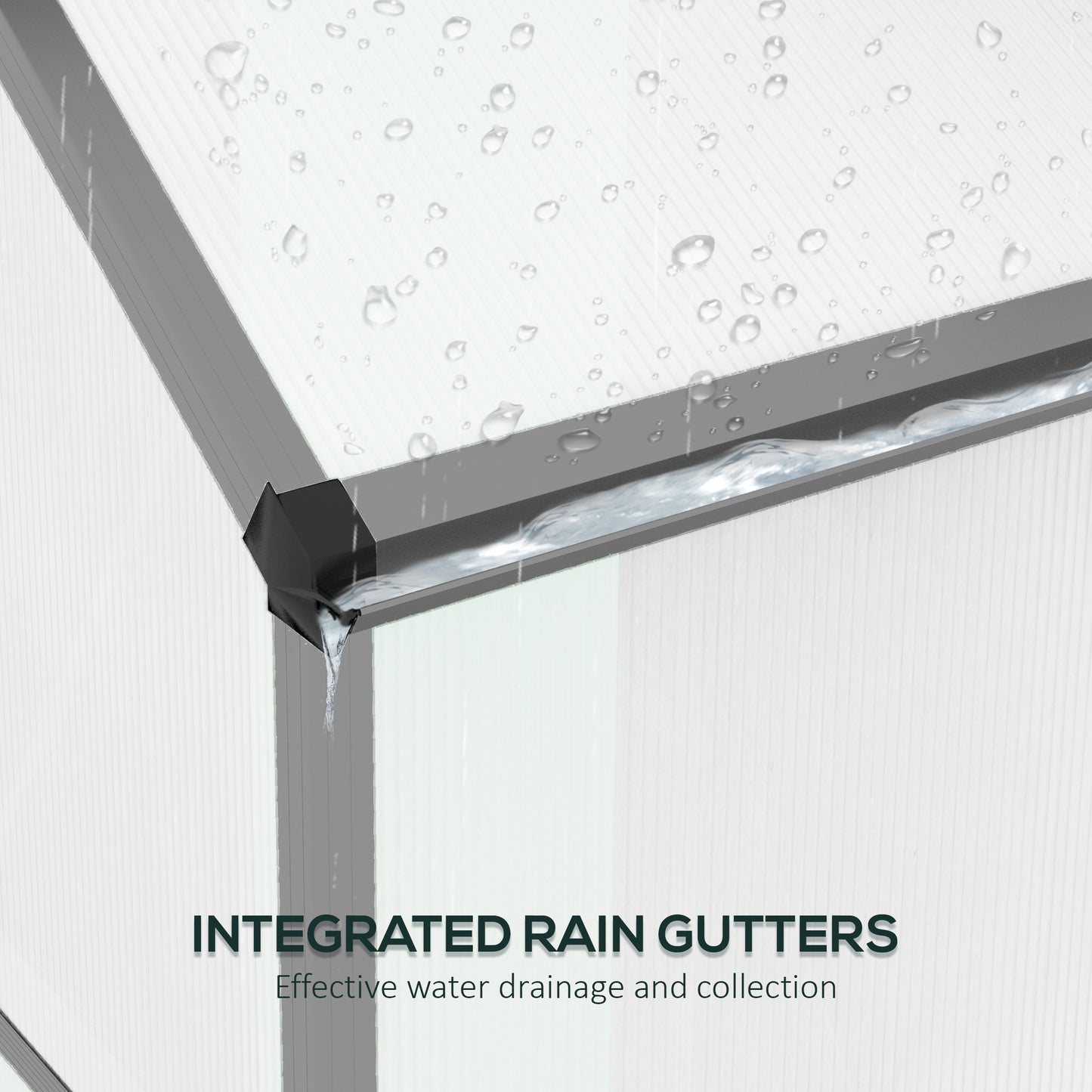 6 x 2.5ft Polycarbonate Greenhouse Walk-In Green House with Rain Gutter, Sliding Door, Window, Foundation, Grey