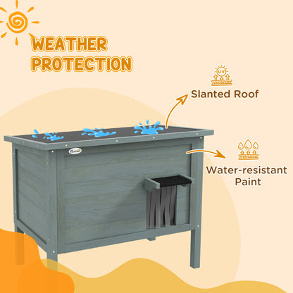 Outdoor Cat House Wooden Insulated with Removable Floor, Waterproof Openable Roof - Charcoal Grey