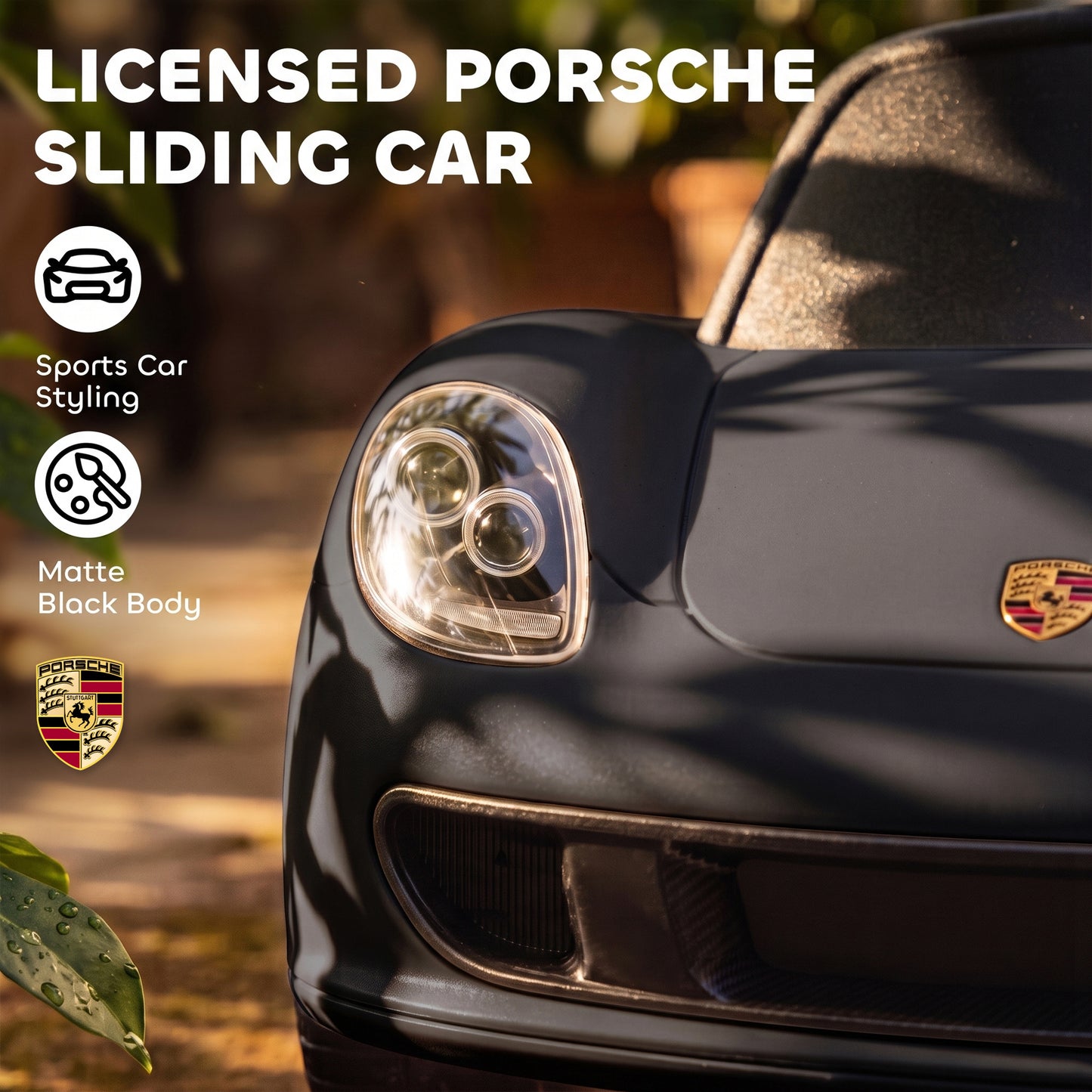 Ride on Car with Horn, Lights, Sound, Porsche Licensed, Matte Black