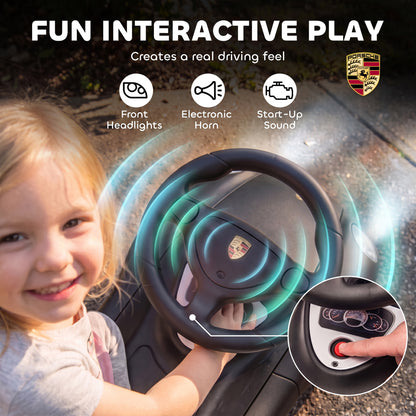 Ride on Car with Horn, Lights, Sound, Porsche Licensed, Matte Black
