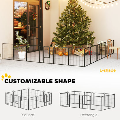 PawHut Dog Pen, 12 Panels Puppy Pen for Small Dogs, 60cm High, Black