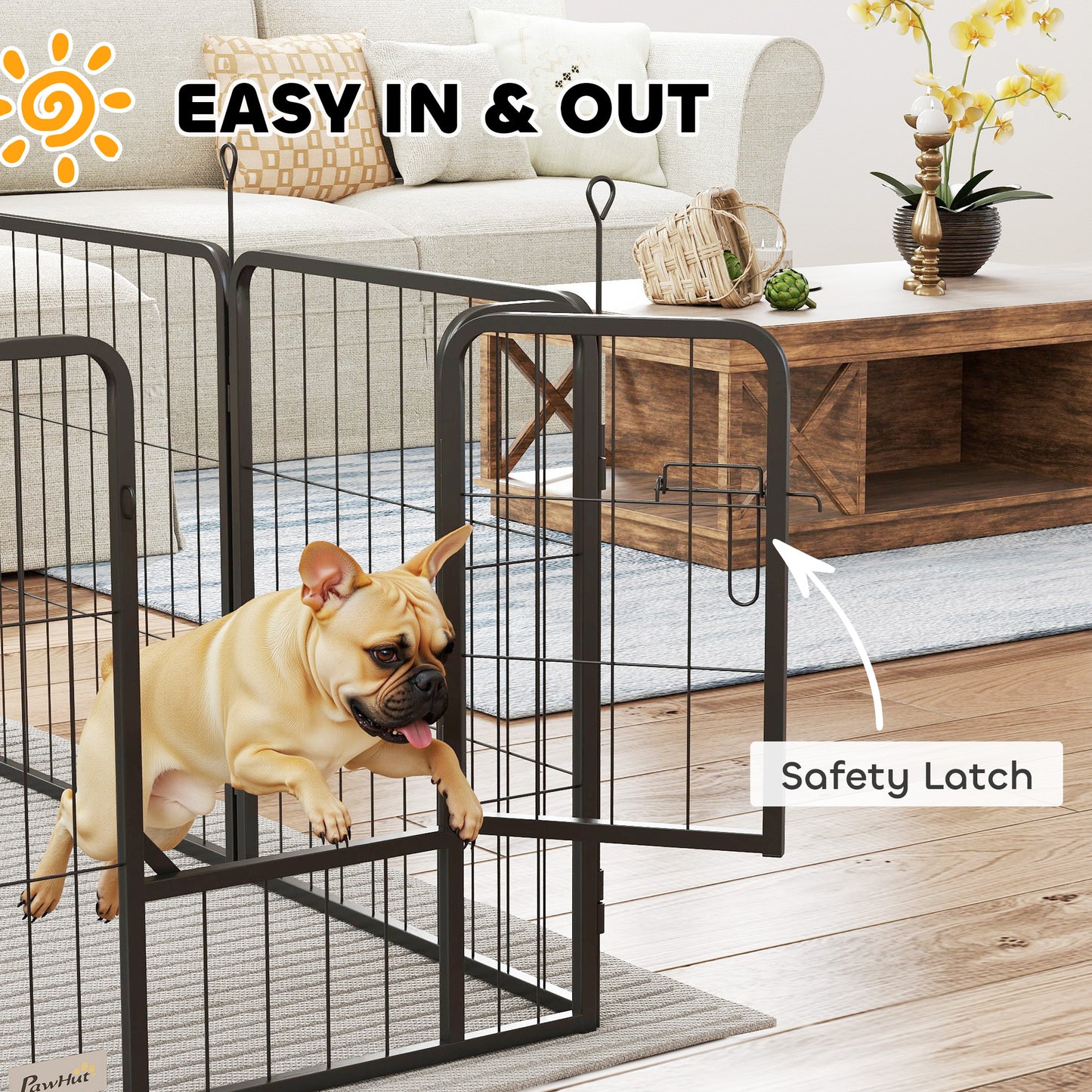 PawHut Dog Pen, 12 Panels Puppy Pen for Small Dogs, 60cm High, Black