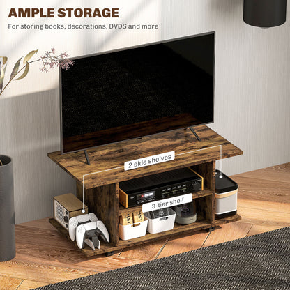 Modern TV Cabinet Stand Storage Shelves Table Mobile Rustic Brown