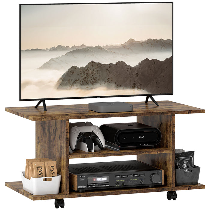 Modern TV Cabinet Stand Storage Shelves Table Mobile Bedroom Furniture Bookshelf Bookcase Rustic Brown