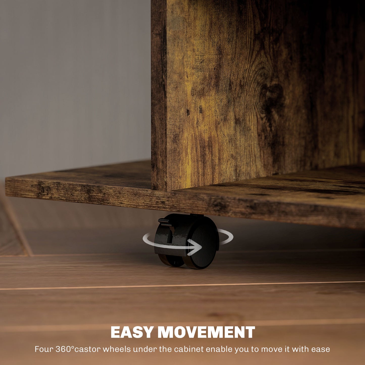 Modern TV Cabinet Stand Storage Shelves Table Mobile Rustic Brown