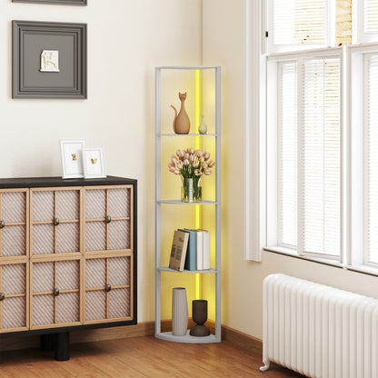 RGB LED Floor Lamp with Shelves and Remote Control for Living Room