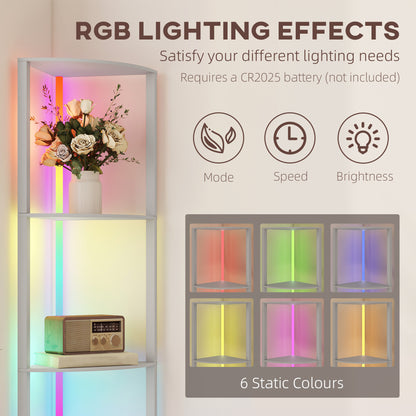 RGB LED Floor Lamp with Shelves and Remote Control for Living Room
