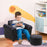 Toddler Chair Single Seater Kids Sofa Set, 54 x 42 x 41cm, Kids Sofa with Stool, Black