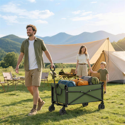 81L Festival Trolley on Wheels, Garden Folding Trolley Cart, Green