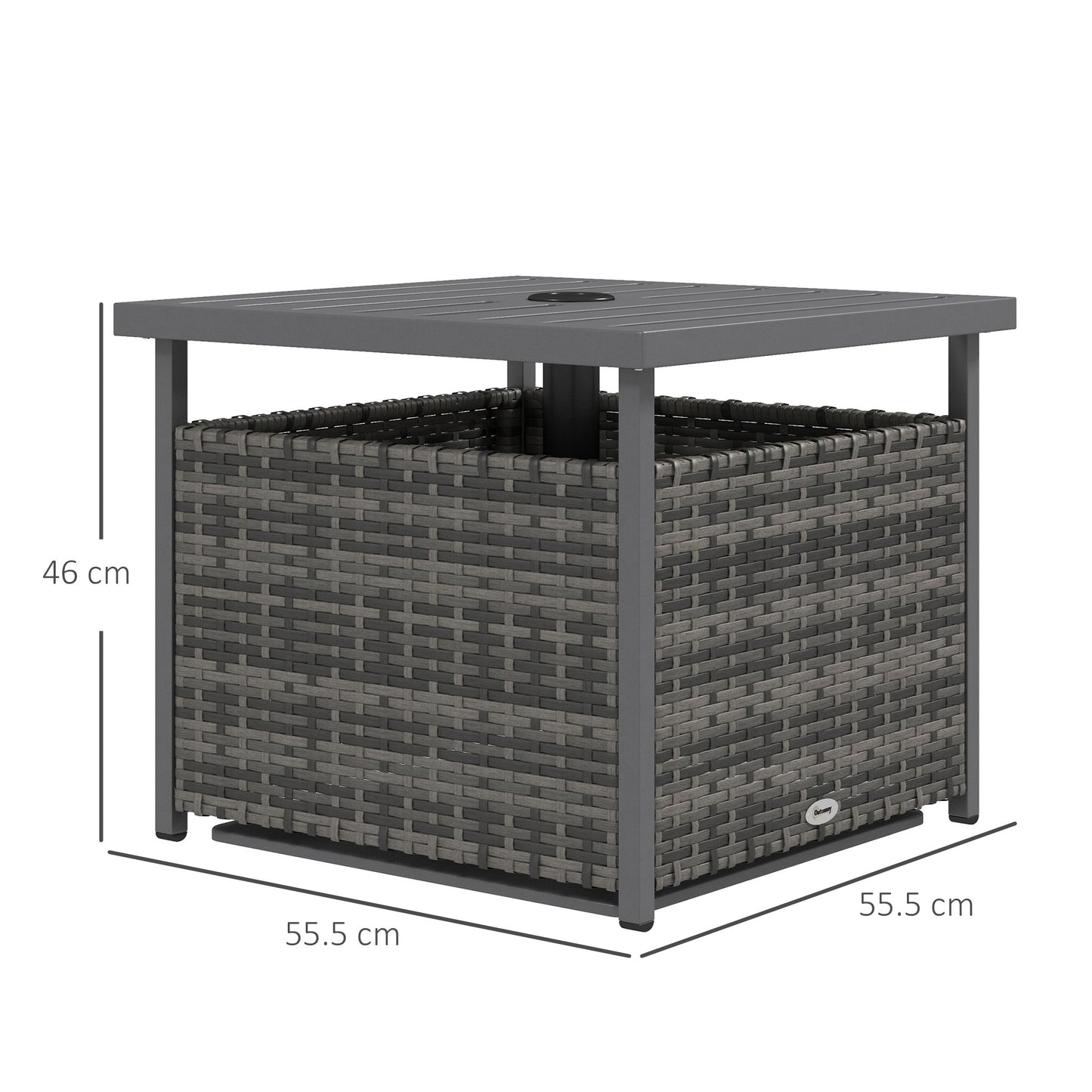 Outdoor Rattan Coffee Table w/ Umbrella Hole Fit for Garden