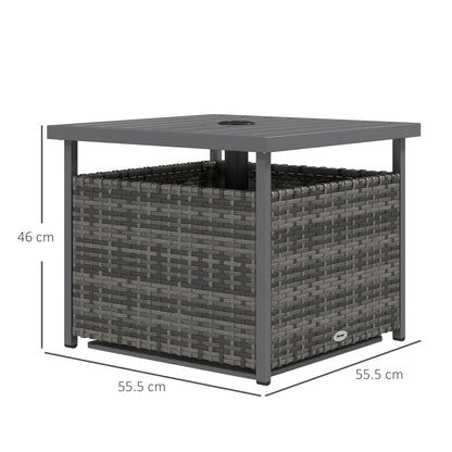 Outdoor Rattan Coffee Table w/ Umbrella Hole Fit for Garden