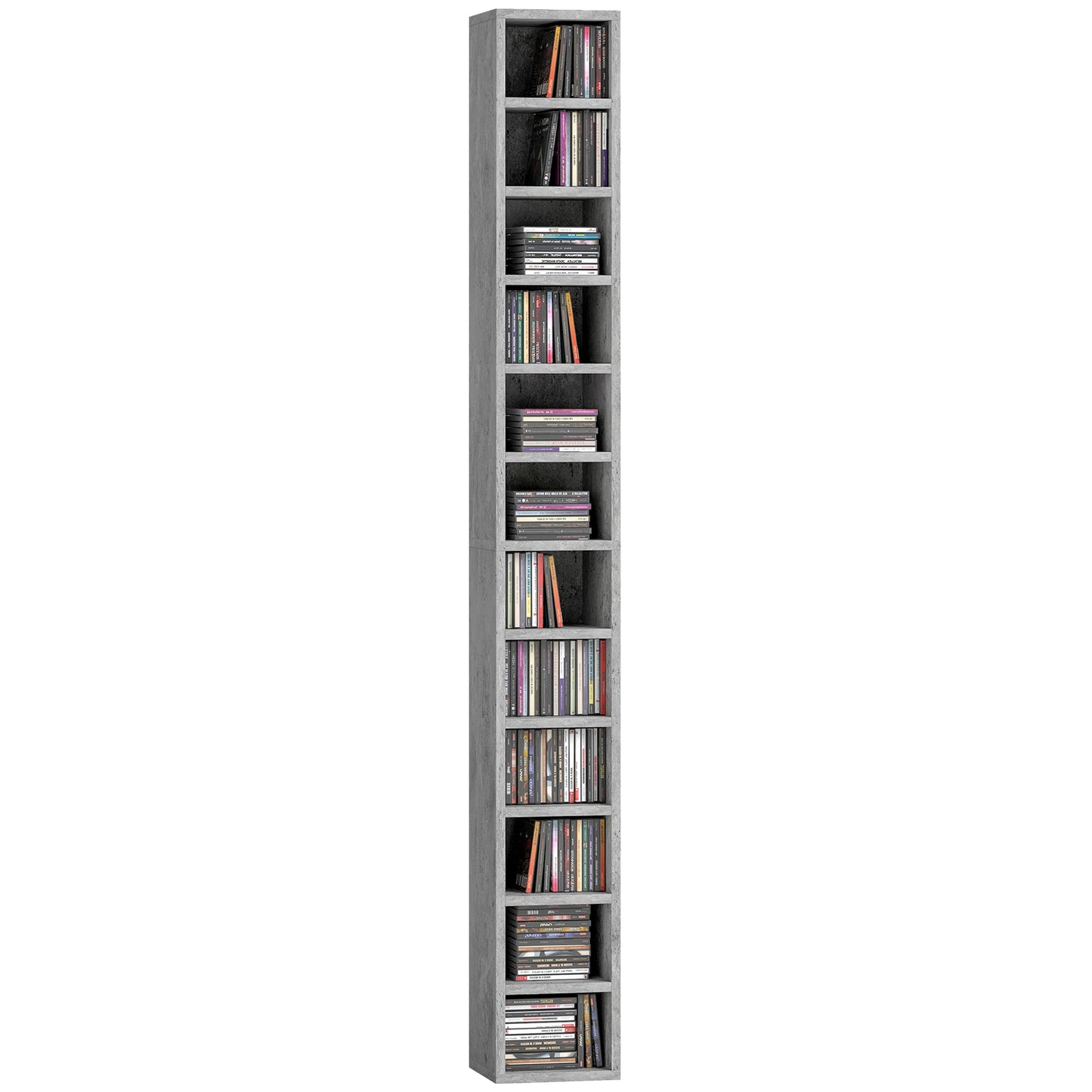 204 CD Storage Tower, Tall Bookcase Bookshelf with 12 Cubes