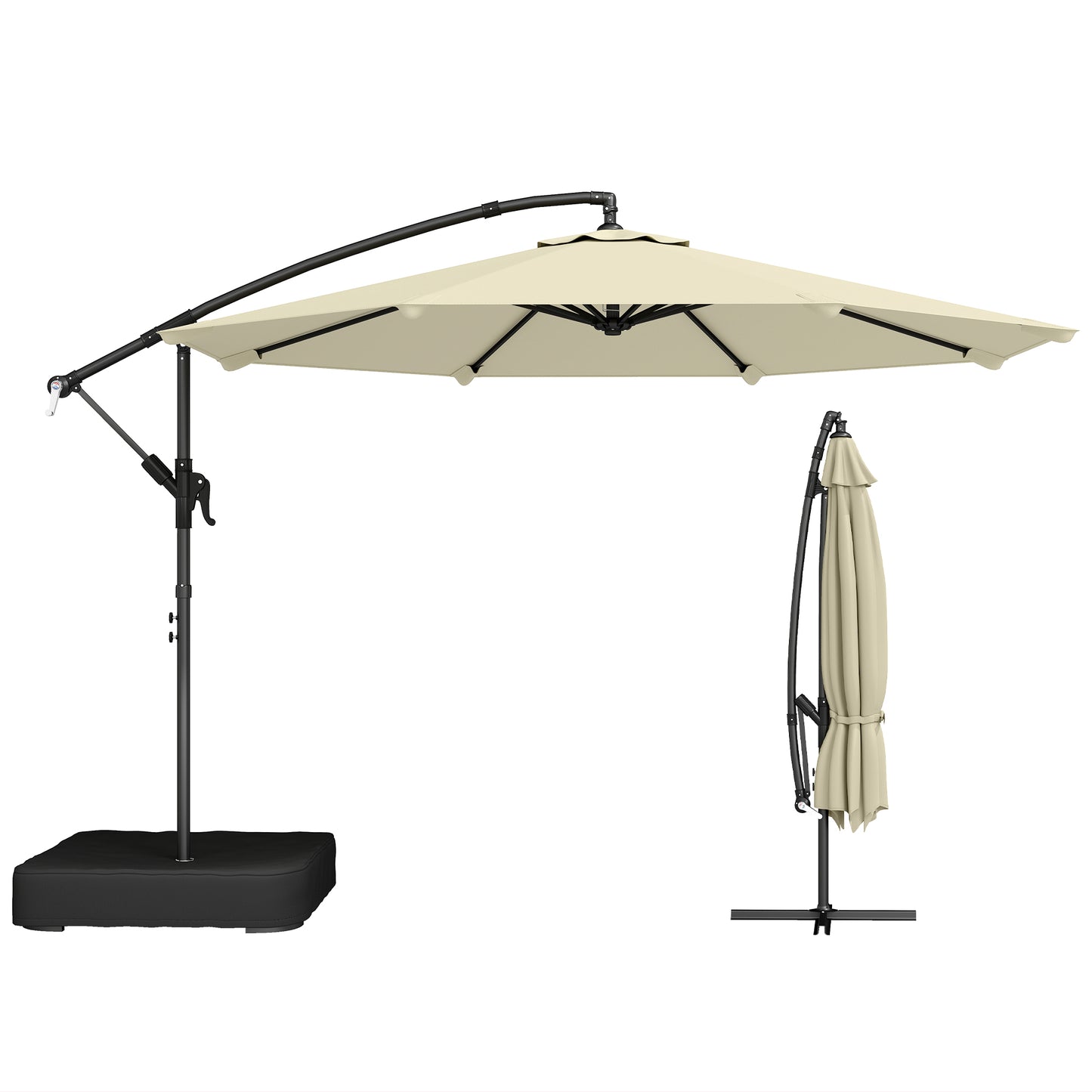 3 m Garden Cantilever Parasol with Sandbag, 360 Degree Rotation