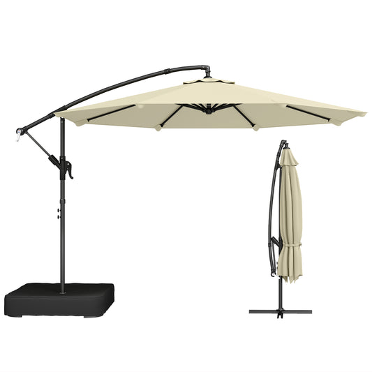 3 m Garden Cantilever Parasol with Sandbag, 360 Degree Rotation