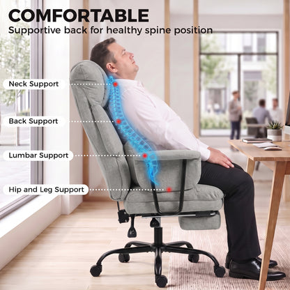 180kg Office Chair, Desk Chair with Lumbar Support, Grey