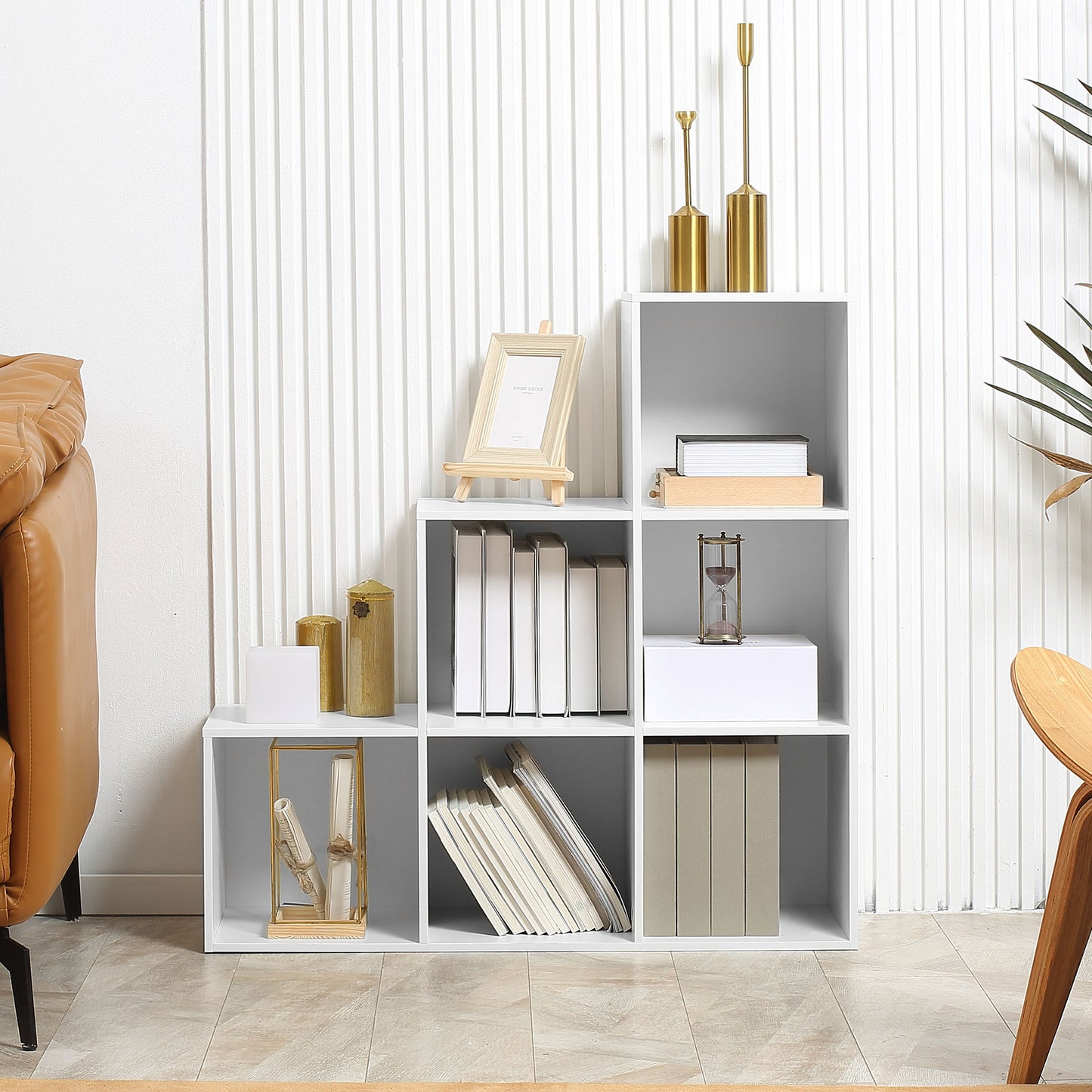 Storage Cabinet with 6 Cubes Closet Organiser with 3-Tier Shelf, White