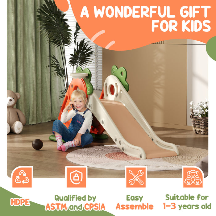 3 in 1 Kids Slide, Carrot-themed Foldable Indoor Slide for 1-3 Years