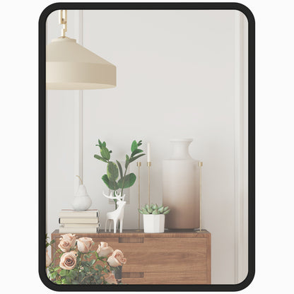 Rectangular Mirror with Metal Frame, Decorative Wall Mirror, Black