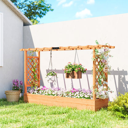 Raised Bed for Garden with Trellis, 200 x 44 x 113.5 cm, Natural
