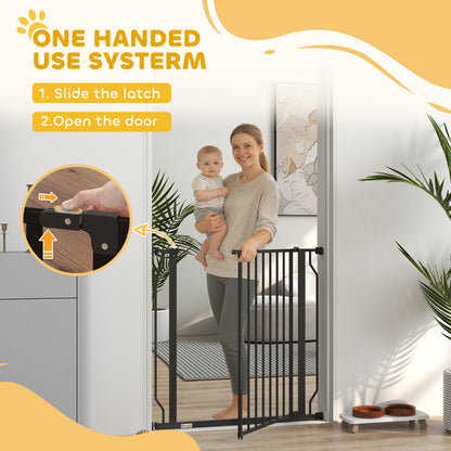 Dog Gate Wide Stair Gate w/ Door Pressure Fit, 75-85W cm, Black