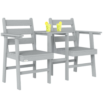 Garden Loveseat, Embossed Wood Jack and Jill Garden Seat, Grey