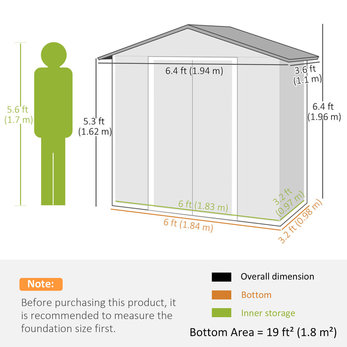 6.5x3.5ft Metal Garden Shed for Garden, Chocolate Wood Effect