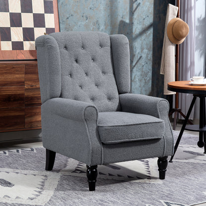 Accent Armchair Home Furniture Retro Tufted Club Fabric Grey