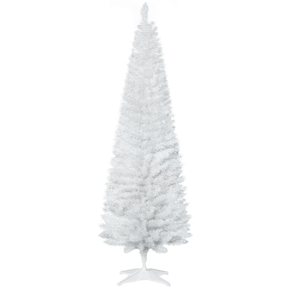 6FT Pencil Artificial Christmas Tree with Solid Stand Tips White