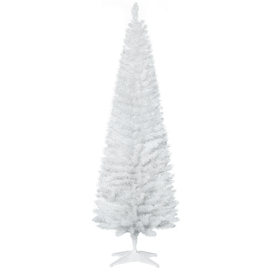 6FT Pencil Artificial Christmas Tree with Solid Stand Tips White