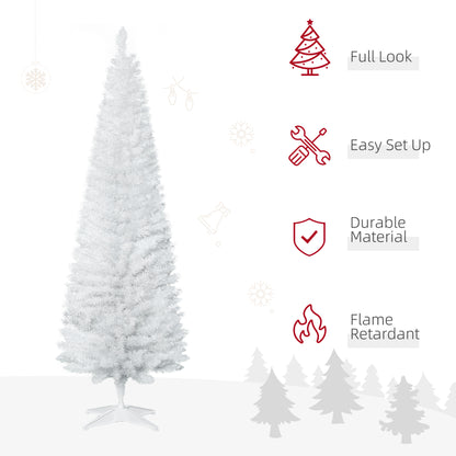 6FT Pencil Artificial Christmas Tree with Solid Stand Tips White