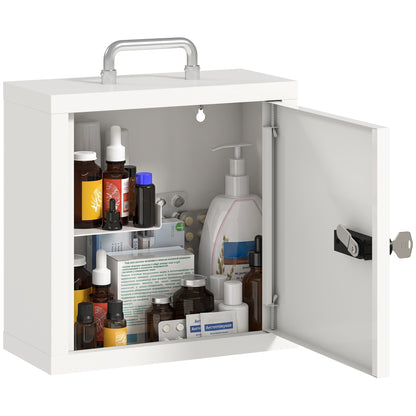 Medicine Cabinet, Medical Cabinet w/ Combination and Key Lock, White