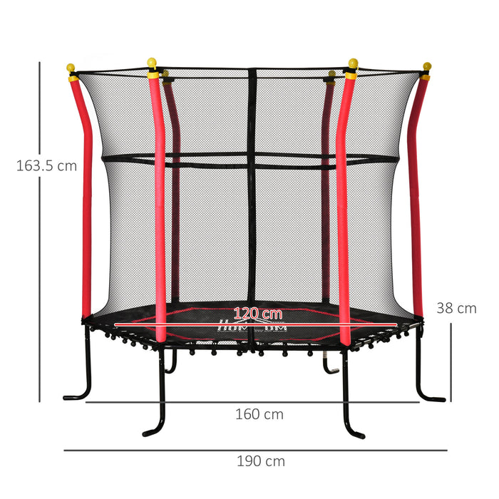 5.2FT / 63 Inch Kids Trampoline With Enclosure Net Mini Indoor Outdoor Trampolines for Child Toddler Age 3 - 10 Years Red